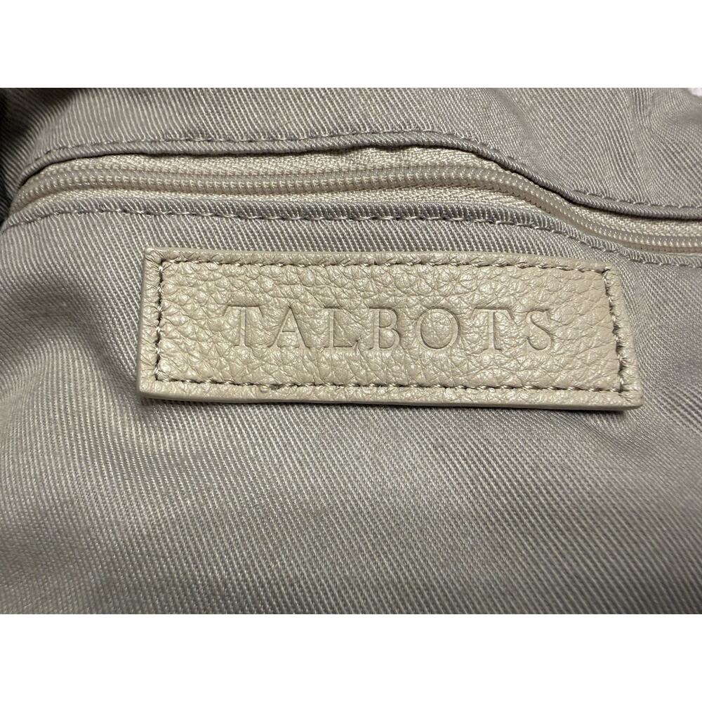 Talbots Gray Pebbled Leather Shoulder Bag Crossbody Purse Tote Zip Closure - Picture 6 of 8
